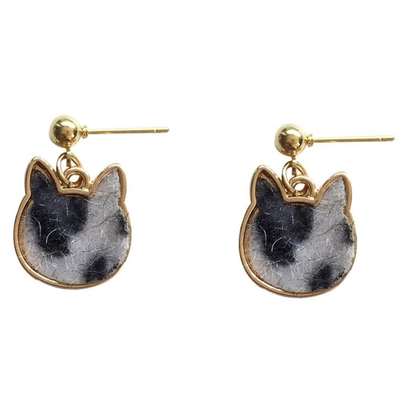 Kitty Cat Head Leopard Fabric Earrings - Picture 4 of 15